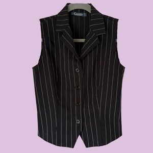 RARE FIND! Vintage Garage Clothing Black Pinstriped Collared Vest - Size Small